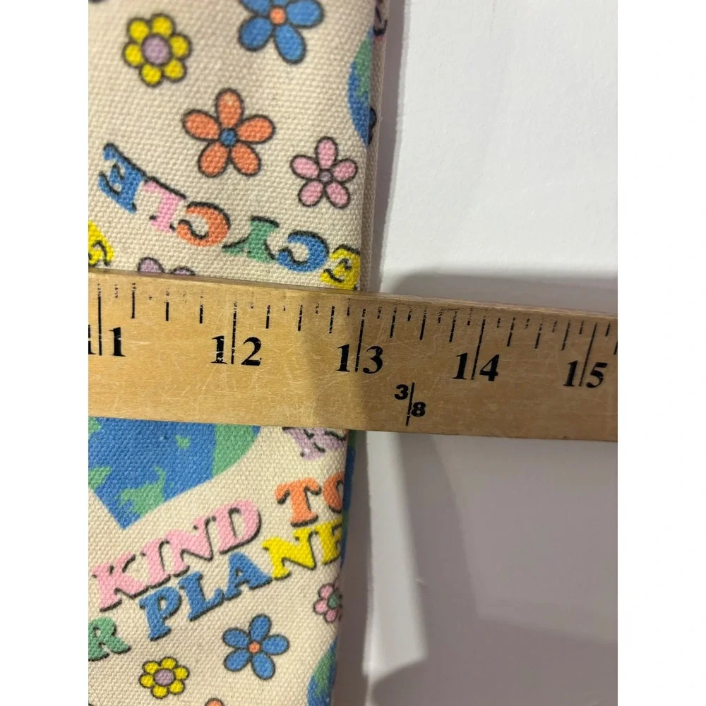 Be Kind to Our Planet Canvas Tote Bag Crossbody Cream Multicolor Eco Friendly